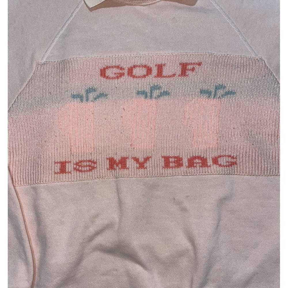Vintage "Golf Is My Bag" Pink Crewneck Sweatshirt L 42-44 USA 80s Golf Is My Bag - Picture 2 of 4